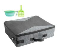 HiCaptain Portable Travel Litter Box for Cats, 19.3" Lx15.4 Wx5.9 H Collapsible Litter Box with Lid & Handle for Road Trip, Hotel, Camping, Airplane, Car (Black/Gray)