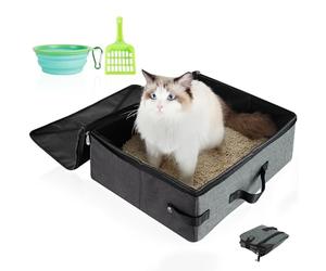 HiCaptain Portable Travel Litter Box for Cats, with Scoop Collapsible Bowl
