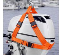 Hicarer 1 Set Outboard Motor Hoist Harness, 2-30 HP Engine Lift Strap, Heavy Duty Polyester Webbing with Buckles & Storage Bag, Universal Motor Tote Fit for Most Engine Models(Orange)