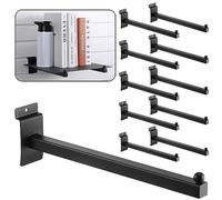 Hicarer 10 Pieces Slat Wall Faceout, 12 Inch Metal Square Straight Arm Hooks, Slatwall Hooks and Hangers Slatwall Accessories for Clothing Retail Garage Shop Display (Black)