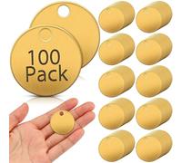 Hicarer 100 Pcs 1.25 Inch Solid Brass Tags for Stamping Round Brass Key Tags Blanks with Hole for Pets Plants Doors Pipe Valves Equipment Tool and Keys Labeling