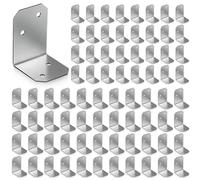 Hicarer 100 Pcs 2" x 1-1/2" x 1-3/8" Galvanized Angle Bracket, L Shape Heavy Duty Corner Brackets for Wood, 90 Degree Metal Steel Corner Brace for Framing Fence, Furniture, Bed, Timber, Shelf