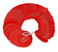 Hicarer 100 Pcs Metal Tags 1 Inch Numbered Key Tree Options 001 to 100 Stamping Tag with Hole for Christmas Plants Equipment Pets Doors Without Loop(Red)