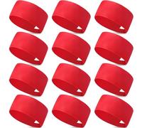 Hicarer 12 Pcs Chef Hat for Women Men Adjustable Unisex Sushi Beanie Chef Mesh Top Skull Cap Kitchen Cooking Food Cap, Red, M