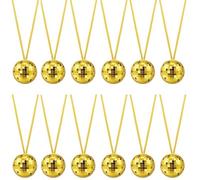 Hicarer 12 Pcs Disco Ball Necklaces 70s Disco Ball Costume Party Necklaces Assorted Color for Christmas Party Favors Decorations Gift Stage Props Birthday Game Accessories(Gold)