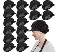 Hicarer 16 Pcs Chef Hats for Women Hair Nets Kitchen Cooking Chef Cap Adjustable Elastic Work Cap for Women Adult, Black, Black, M