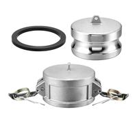 Hicarer 2 Pack 3 Inch Aluminum Camlock Fitting Set - Type Dc Dust Cap & Type Dp Dust Plug, Cam and Groove Connect Coupling for Water Fuel Transfer, Industrial Hose Fitting