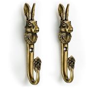 Hicarer 2 Pack 6" Rustic Cast Iron Rabbit Wall Hook Decorative Antique Animal Wall Hanger Farmhouse Bunny WallMount Hook Vintage Animal Fairy Tale Nursery Rhymes Decor for Hanging Coats Bags Hats