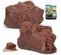 Hicarer 2 Pack Aquarium Stone Red Lava Rock 4''- 6'' Fish Tank Rocks for Water Clarification and Odor Removal, Fish Tank Decoration Landscape Stone