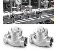 Hicarer 2 Pcs 3/4" NPT Horizontal Check Valve 304 Stainless Steel Non Return Swing Check Valve, Level One Way Checkvalve to Prevent the Medium Backflow for Oil Water Gas Air
