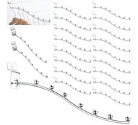 Hicarer 20 Pcs Waterfall Slatwall Hooks Accessories 6 Ball Metal Slatwall Display Hooks Wall Hangers Face Out Hook 9.65 Inch for Kitchen Clothing Retail Garage Shop Display(Silver)