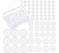 Hicarer 200 Pcs Clear Piercing Disc for Piercing Bump 3/5/ 7/9 mm Clear Silicone Earrings Backs Plastic Disc Pads Stabilizer, Earring Backs Stopper Earlobe Support Patches, 4 Sizes, Metal Silicone