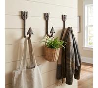 Hicarer 3 Pack Cast Iron Arrow Wall Hook Black Heavy Duty Cast Iron Vintage Key Hanger for Hanging Coats Bags Hats Rustic Wall Mount Decorative Hooks for Entryway Bedroom Office