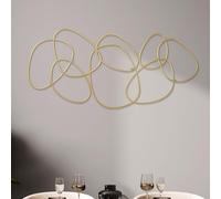 Hicarer 3 Pcs Interlocking Rings Wall Sculpture Gold Metal Home Wall Decor Abstract Aesthetic Gold Decoration for Art Bedroom Living Room Bathroom Home(Circle)