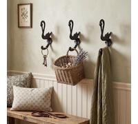 Hicarer 3 Pcs Rustic Animal Cast Iron Coat Hooks Swan Antique Black Wall Mounted Rack Decorative Farmhouse Vintage Coat Hanger Art Decor for Hanging Towel Robe Hat Bags Garden Country