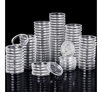Hicarer 300 Pcs 25 mm Coin Holder Capsules Clear Round Plastic Coin Container Case for Coin Collection Supplies