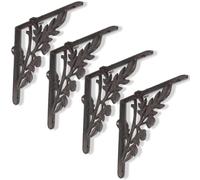 Hicarer 4 Pack Decorative Shelf Brackets, 7x7 Inch Heavy Duty Cast Iron Rustic Shelf Brackets Wall Mounted, Vintage Metal Tree Branch Design for Farmhouse DIY Shelving Home Decor(Rusty Brown)