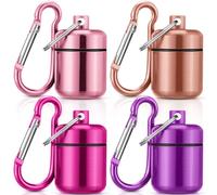 Hicarer 4 Pack Ear Plug Carrying Case Portable Pill Holder Case Waterproof Metal Small Pill Container Carrier for Earplugs and Jewelry Holder(Multicolor)
