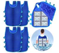 Hicarer 4 Pcs Cooling Vest for Men with 48 Ice Bag Adjustable Ice Vest Suit Heat Relief Cool Jacket for Hot Weather Working, Blue, One Size