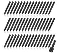 Hicarer 50 Pack 1/4-20 x 1-1/2 Inch Hanger Bolts Double Headed Bolts with Driver Self Tapping Screw Threaded Rod Screws for Furniture Double Headed for Wood Furniture Joint, Black