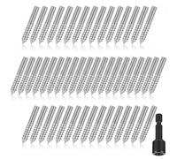 Hicarer 50 Pack 3/8-16 x 3 Inch Hanger Bolts Double Headed Bolts with Driver Self Tapping Screw Threaded Rod Screws for Furniture Double Headed for Wood Furniture Joint, Silver