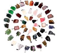50 Pieces Mixed Irregular Healing Stone Beads Crystal Stone Pendants Quartz Charms with Storage Bag for Jewelry Making