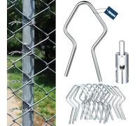 Hicarer 500 pcs T Post Clips Kits 9 Gauge T-Post Wire Fence Clips 1 Drill Chuck, Metal Galvanized Steel Tie Preformed Fencing Clip Pre-Cut Fence Fast Installation Ties(Silver)