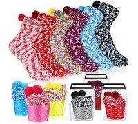Hicarer 6 Pairs Fuzzy Cupcake Socks for Women Fuzzy Socks Warm Fluffy Winter Cozy Thick Plush Microfiber Slipper Soft Home Sleeping Sock