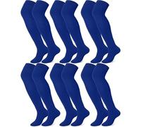 Hicarer 6 Pairs High Baseball Socks over Knee Football Softball Sock Youth Combo Long Sport Men Tube Socks Women, Blue, Large