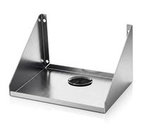 Hicarer 8" x 6" x 5" Wall Mounted Printer Shelf, Compact Stainless Steel Receipt Printer Stand for Coffee Shop, Bar, Small Checkout Counter & Tight Workspace, with Wire Routing Hole