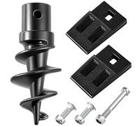 Hicarer Bolt on Spiral Point Auger Pilot Tip and 2 Pcs 3 Point Auger Cutting Edge Square Hole Replacement Teeth with Hardware for Most Heavy Duty 6" to 24" 3 Tooth Post Hole Diggers