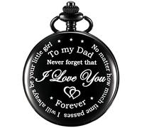 Hicarer Dad Gift from Daughter to Father Engraved Pocket Watch - No Matter How Much Time Passes, I Will Always Be Your Little Girl (Black)