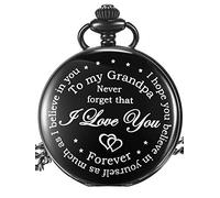 Hicarer Grandfather Pocket Watch for Father's Day Christmas Birthday, Personalized Gift for Grandfather- Never Forget That, I Love You Forever (Black)