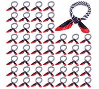 Hicarer Nautical Square Scarf Red White and Blue Scarf Imitated Silk Sailor Neck Scarves for Women Ladies Stewardess (48)