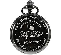 Hicarer Pocket Watch Engraved Gifts with Gift Box, Christmas Birthday Fathers Day Present (Black)