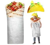 Hicarer Taco Costume Adult Funny Food Costume with Taco Hat Mexican Burritos Tortilla Outfit Halloween, Vivid Color, One size