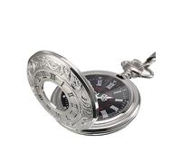 Hicarer Vintage Pocket Watch Steel Men Watch with Chain (Silver)