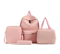 HICARRY Kid Backpack, 4PCS Plain Primary Secondary School Bag Set, Nylon Book Bag with Lunch Bag, Crossbody Bag and Pencil Case for Girls and Boys