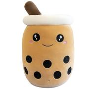 HICAS Bubble Tea Plush Pillow,Boba Plushie,Cartoon Plush Dolls Funny Milk Tea Soft Doll Tea Cup Cushion Bubble Tea Plush Toy Children's Toy Birthday Gift,Brown,35 cm/13.78 inch