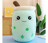 HICAS Bubble Tea Plush Pillow,Boba Plushie,Cartoon Plush Dolls Funny Milk Tea Soft Doll Tea Cup Cushion Bubble Tea Plush Toy Children's Toy Birthday Gift,Green,24 cm/9.4 inch