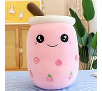 HICAS Bubble Tea Plush Pillow,Boba Plushie,Cartoon Plush Dolls Funny Milk Tea Soft Doll Tea Cup Cushion Bubble Tea Plush Toy Children's Toy Birthday Gift,Pink,24 cm/9.4 inch