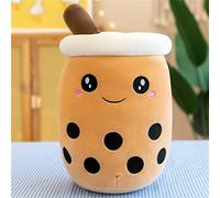 HICAS Bubble Tea Plush Pillow,Boba Plushie,Cartoon Plush Dolls Funny Milk Tea Soft Doll Tea Cup Cushion Bubble Tea Plush Toy Children's Toy Birthday Gift,Brown,24 cm/9.4 inch