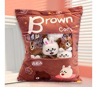 HICAS Cute Snack Pillow Stuffed Animal Toys,Kawaii Cute Plush Doll Cushion,Pudding Decorative Removable Kitty Cat Dolls Creative Toy Birthday for Teens Girls Kids (Bear)
