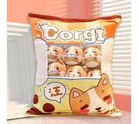 HICAS Cute Snack Pillow Stuffed Animal Toys,Kawaii Cute Plush Doll Cushion,Pudding Decorative Removable Kitty Cat Dolls Creative Toy Birthday for Teens Girls Kids (Dog)