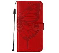 HiCASE Pro Leather Case for iPod Touch 7/iPod Touch 6/iPod Touch 5, Stylish Embossed Butterfly Flower Premium PU Leather Wallet Flip Protective Case Flip Cover with Card Holder Stand [Wrist Strap]