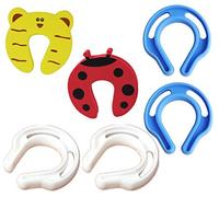 HiCat 6 PCS Children Kids Safety No Finger Pinch Door Stopper Cushion, Colorful Cartoon Animal Foam Door Stop Guard, Baby Safe Care Plastic Cushion Anti Door Stop (FP-6 Pack)
