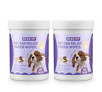 HICC PET Dog Ear Wipes Finger 100 Count Dog Ear Cleaner Wipes for Dogs & Cats, Dog Ear Infection Treatment to Relieve Ear Itching & Inflammation, Remove Ear Wax, Dirt, Smelly - Fresh Coconut Scent