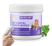 HICC PET Teeth Cleaning Wipes for Dogs & Cats, Remove Bad Breath by Removing Plaque and Tartar Buildup No-Rinse Dog Finger Toothbrush, Disposable Gentle Cleaning & Gum Care Pet Wipes