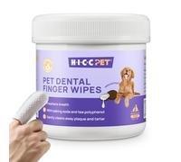 HICC PET Teeth Cleaning Wipes for Dogs & Cats, Remove Bad Breath by Removing Plaque and Tartar Buildup No-Rinse Dog Finger Toothbrush, Disposable Gentle Cleaning & Gum Care Pet Wipes