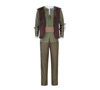 Hiccup Costume Dragon Cosplay for Men Halloween Distressed Leather Vest Pants with Belt Sets, Type 1, Medium